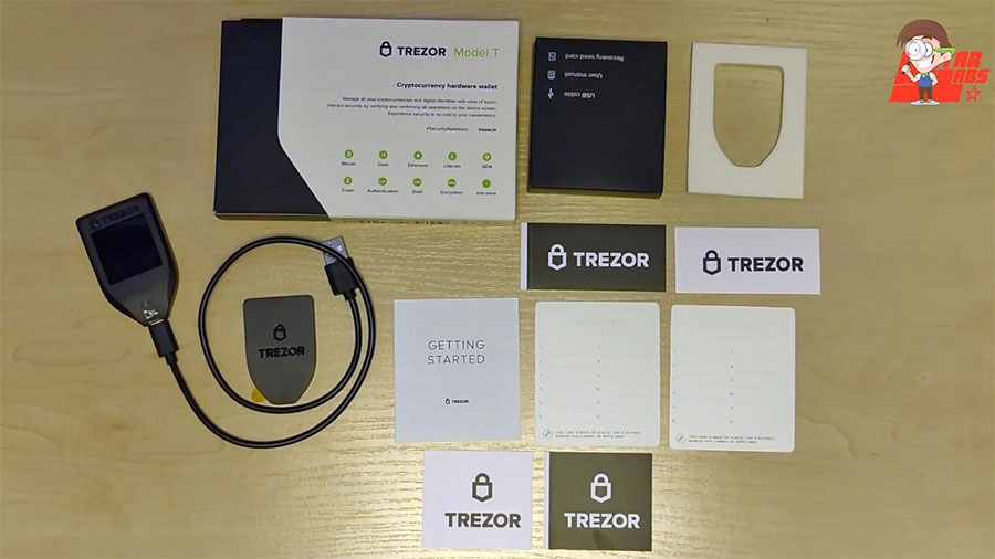 Комплект поставки холодного кошелька Trezor T