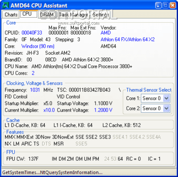 Полная версия программы AMD64 CPU Assistant для мониторинга и