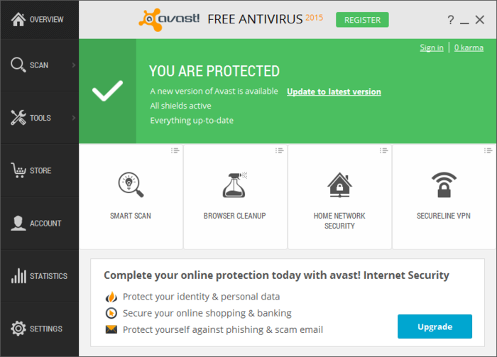 Avast Free Antivirus для Windows 10