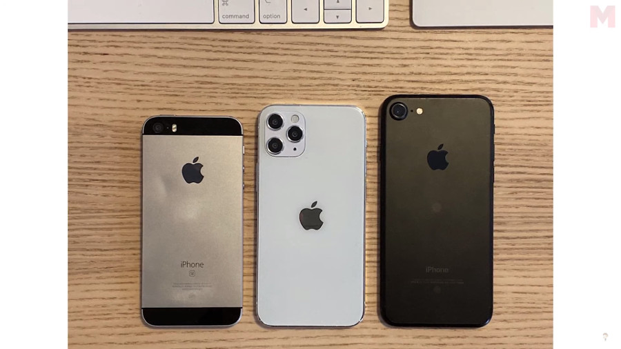 Блогер iZac сравнил габариты 5,4-дюймового iPhone 12 с iPhone SE и iPhone 7