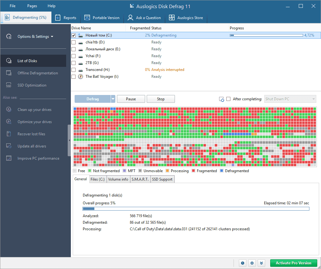 auslogics disk defrag older versions