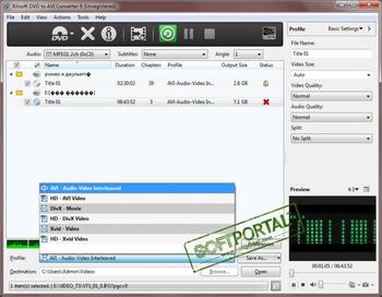 Xilisoft DVD to AVI Converter скриншот № 1