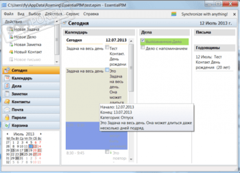 EssentialPIM Free скриншот № 1