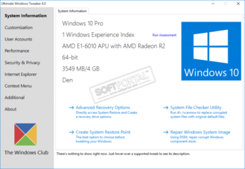 Ultimate Windows Tweaker скриншот № 1