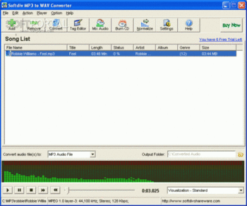 Softdiv MP3 to WAV Converter скриншот № 1