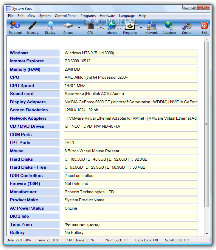 System specifications