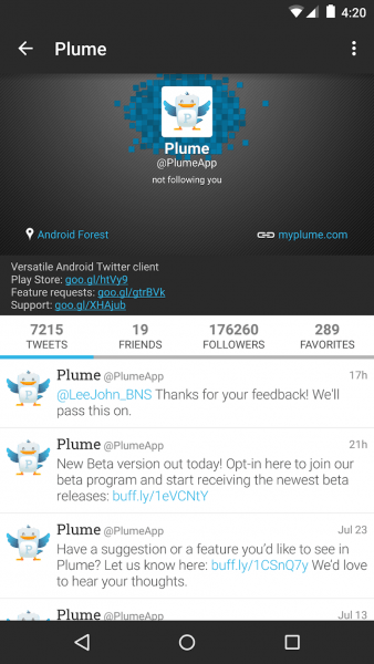 Plume for Twitter скриншот № 1
