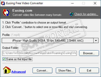 Eusing Free Video Converter скриншот № 1