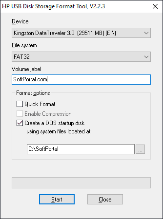 HP USB Disk Storage Format Tool скриншот № 1