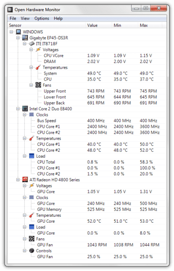 Open Hardware Monitor скриншот № 1