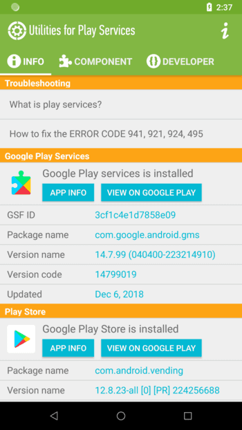 Utilities for Play Services скриншот № 1