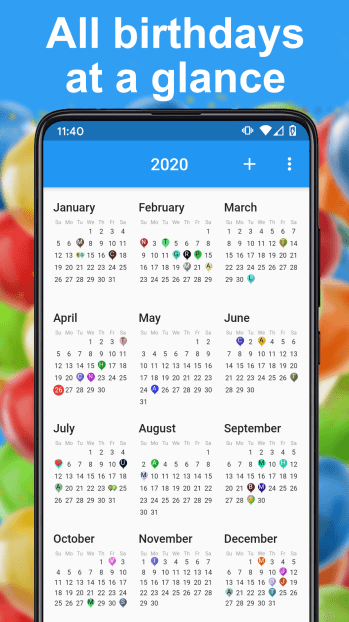 Birthday calendar reminder скриншот № 1