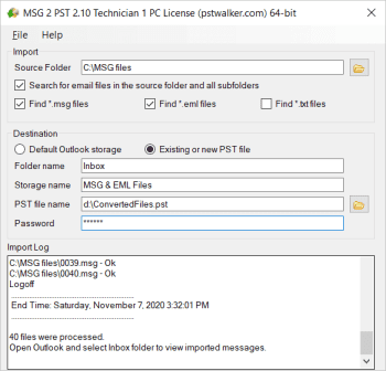 MSG 2 PST скриншот № 1