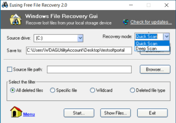 Eusing Free File Recovery скриншот № 1
