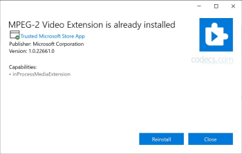 MPEG-2 Video Extension скриншот № 1