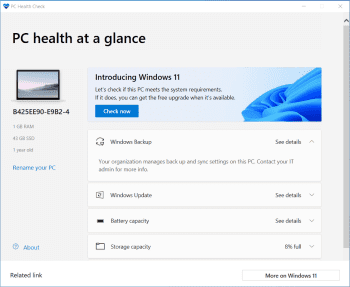 Windows PC Health Check скриншот № 1