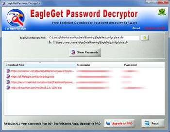 EagleGet Password Decryptor скриншот № 1
