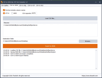 CSV to JSON SQL VCF XLS Converter скриншот № 1