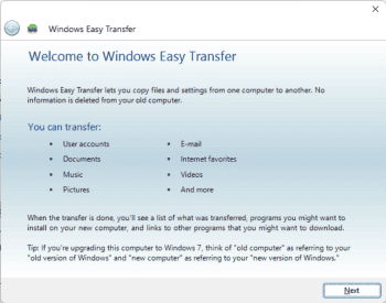 Windows Easy Transfer скриншот № 1