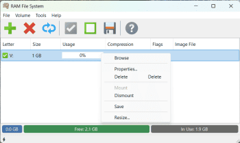 SoftPerfect RAM File System скриншот № 1